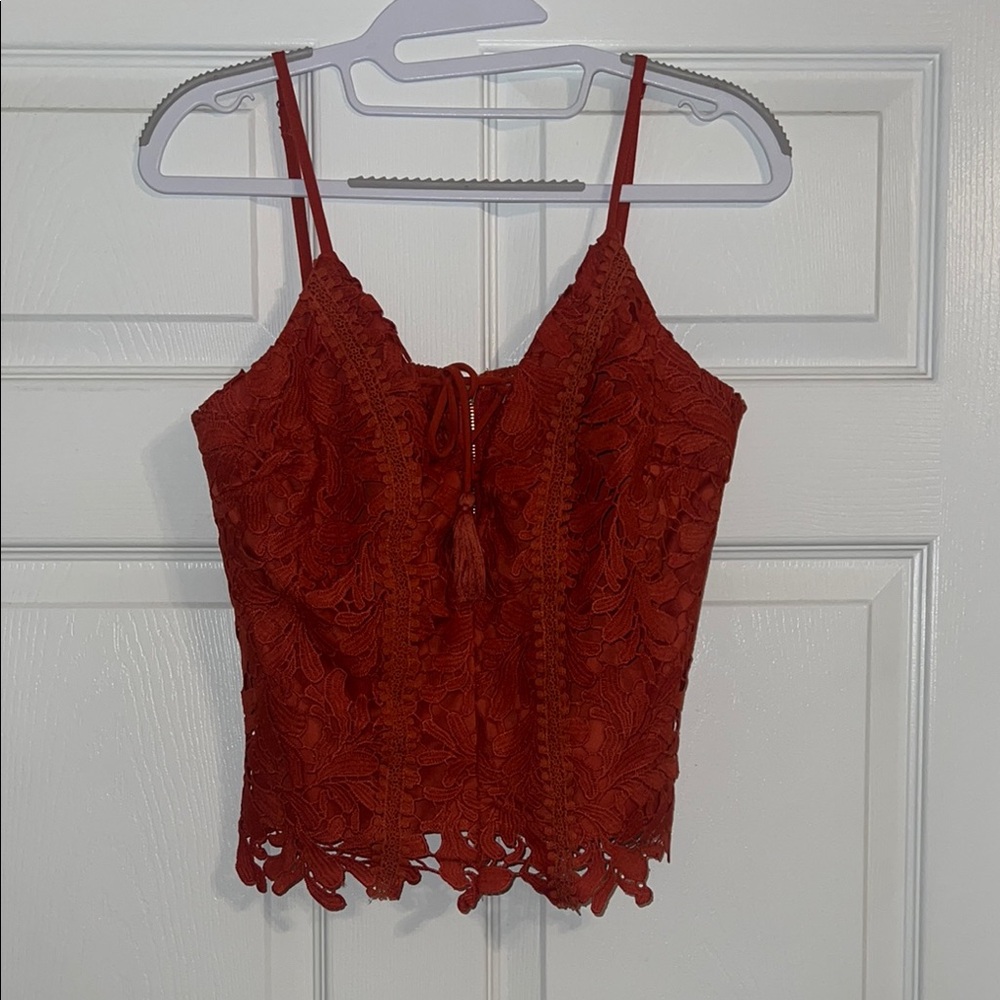 Elegant Red Lace Cami Top